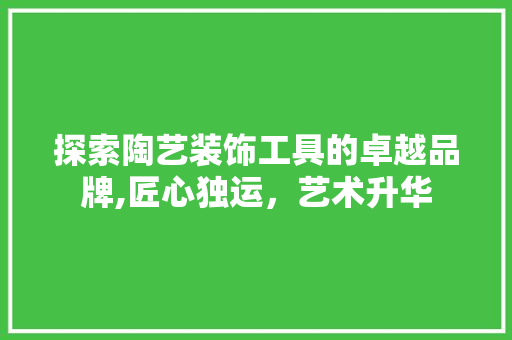 探索陶艺装饰工具的卓越品牌,匠心独运，艺术升华 软装设计