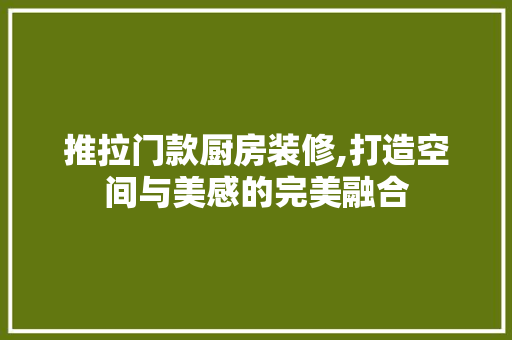 推拉门款厨房装修,打造空间与美感的完美融合