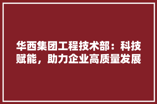 华西集团工程技术部：科技赋能，助力企业高质量发展 家居装修