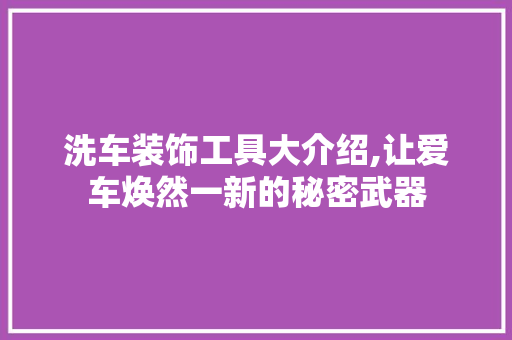 洗车装饰工具大介绍,让爱车焕然一新的秘密武器