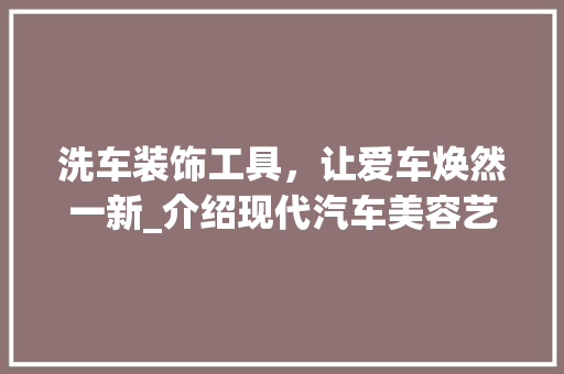 洗车装饰工具，让爱车焕然一新_介绍现代汽车美容艺术