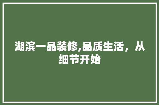 湖滨一品装修,品质生活，从细节开始 家居装修