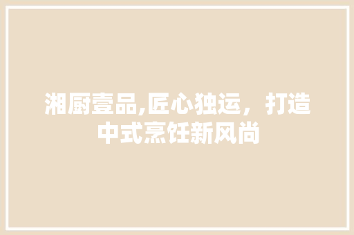 湘厨壹品,匠心独运，打造中式烹饪新风尚