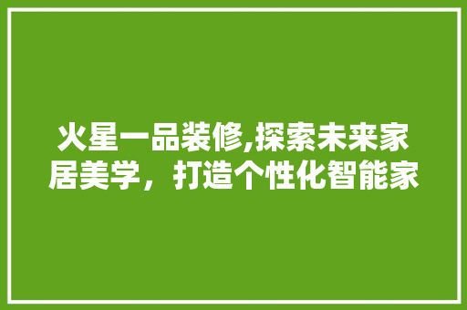 火星一品装修,探索未来家居美学，打造个性化智能家居新篇章
