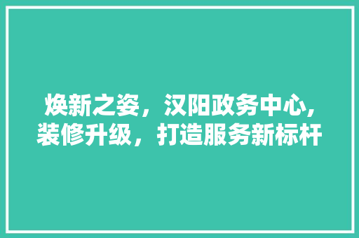 焕新之姿，汉阳政务中心,装修升级，打造服务新标杆