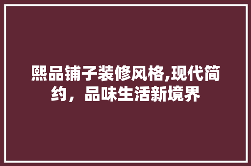熙品铺子装修风格,现代简约，品味生活新境界
