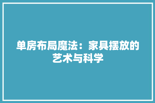 单房布局魔法：家具摆放的艺术与科学 家居装修