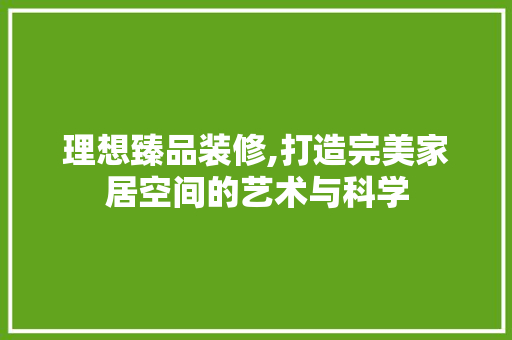理想臻品装修,打造完美家居空间的艺术与科学 软装设计