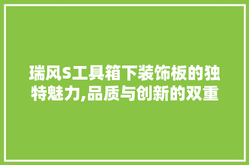 瑞风S工具箱下装饰板的独特魅力,品质与创新的双重展现