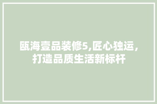 瓯海壹品装修5,匠心独运，打造品质生活新标杆 地板材料