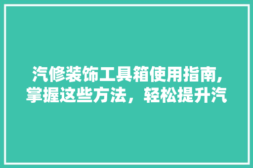 汽修装饰工具箱使用指南,掌握这些方法，轻松提升汽修装饰效率 客厅装修