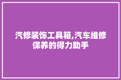 汽修装饰工具箱,汽车维修保养的得力助手