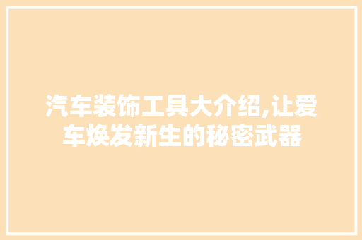 汽车装饰工具大介绍,让爱车焕发新生的秘密武器