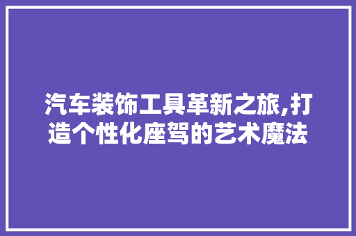 汽车装饰工具革新之旅,打造个性化座驾的艺术魔法 家居装修