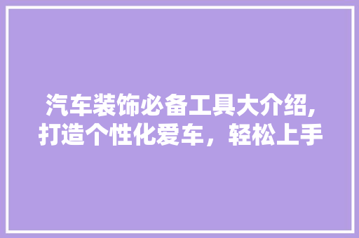 汽车装饰必备工具大介绍,打造个性化爱车，轻松上手！ 客厅装修