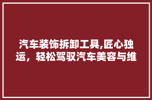 汽车装饰拆卸工具,匠心独运，轻松驾驭汽车美容与维修 客厅装修