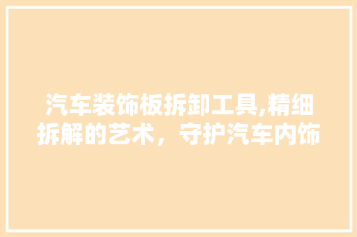 汽车装饰板拆卸工具,精细拆解的艺术，守护汽车内饰的完美