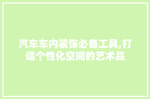 汽车车内装饰必备工具,打造个性化空间的艺术品 卧室装修