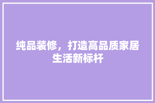 纯品装修，打造高品质家居生活新标杆 室内设计