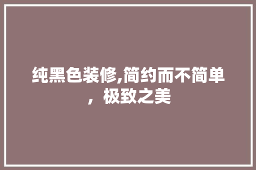 纯黑色装修,简约而不简单，极致之美 中式风格装饰