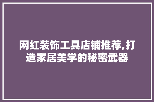 网红装饰工具店铺推荐,打造家居美学的秘密武器 家居装修