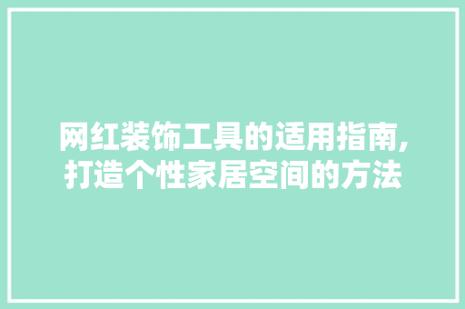 网红装饰工具的适用指南,打造个性家居空间的方法 木雕艺术