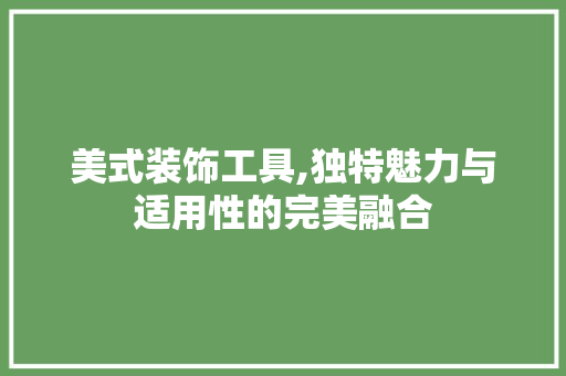 美式装饰工具,独特魅力与适用性的完美融合 中式风格装饰