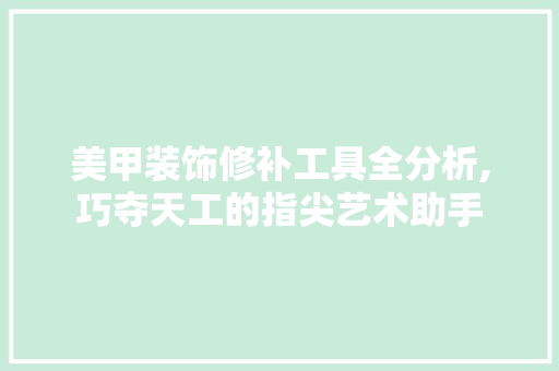 美甲装饰修补工具全分析,巧夺天工的指尖艺术助手 现代风格装饰