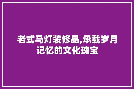 老式马灯装修品,承载岁月记忆的文化瑰宝