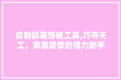 自制拆装饰板工具,巧夺天工，家居装修的得力助手