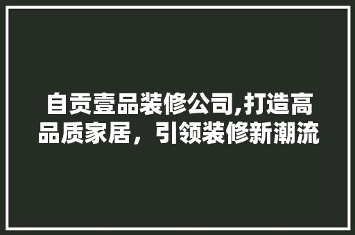 自贡壹品装修公司,打造高品质家居，引领装修新潮流 现代风格装饰