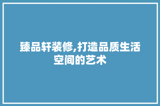 臻品轩装修,打造品质生活空间的艺术 客厅装修