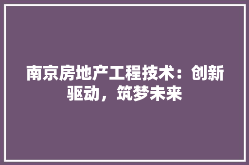 南京房地产工程技术：创新驱动，筑梦未来 家居装修