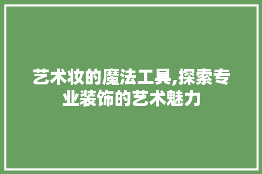 艺术妆的魔法工具,探索专业装饰的艺术魅力 软装设计