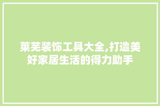 莱芜装饰工具大全,打造美好家居生活的得力助手