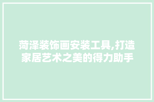 菏泽装饰画安装工具,打造家居艺术之美的得力助手 软装设计