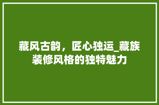藏风古韵，匠心独运_藏族装修风格的独特魅力 现代风格装饰