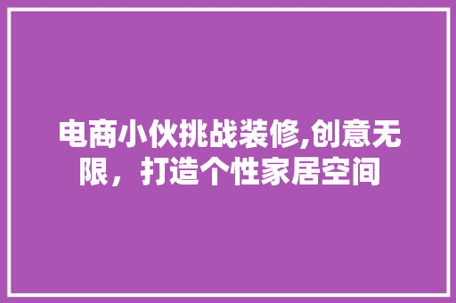 电商小伙挑战装修,创意无限，打造个性家居空间