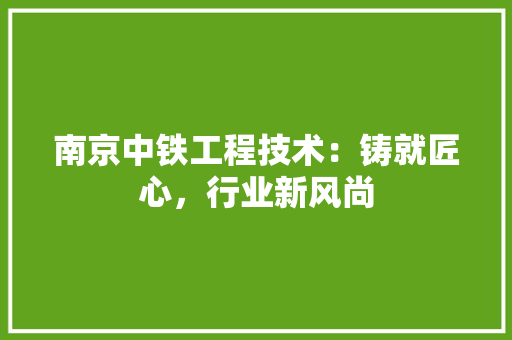 南京中铁工程技术：铸就匠心，行业新风尚