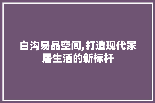 白沟易品空间,打造现代家居生活的新标杆
