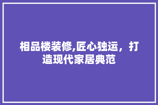 相品楼装修,匠心独运，打造现代家居典范 软装设计