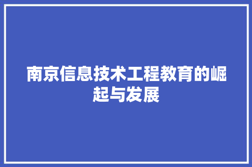 南京信息技术工程教育的崛起与发展