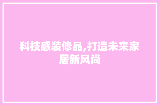 科技感装修品,打造未来家居新风尚