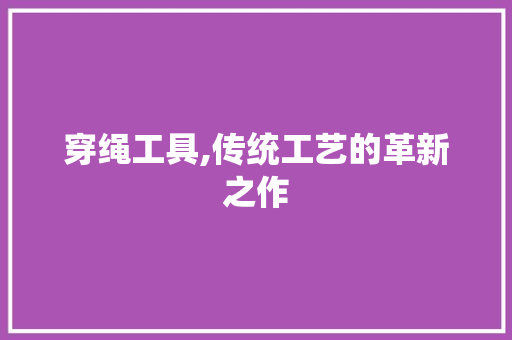 穿绳工具,传统工艺的革新之作 中式风格装饰