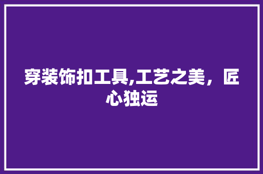 穿装饰扣工具,工艺之美，匠心独运 中式风格装饰