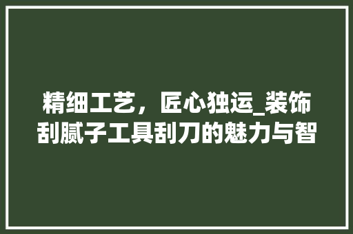 精细工艺，匠心独运_装饰刮腻子工具刮刀的魅力与智慧
