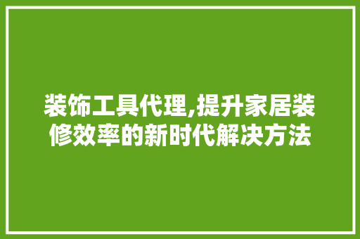 装饰工具代理,提升家居装修效率的新时代解决方法 现代风格装饰