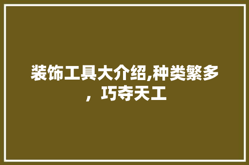 装饰工具大介绍,种类繁多，巧夺天工 家居装修