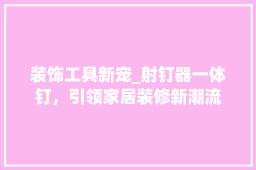 装饰工具新宠_射钉器一体钉，引领家居装修新潮流 卧室装修