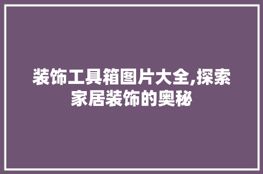 装饰工具箱图片大全,探索家居装饰的奥秘 中式风格装饰